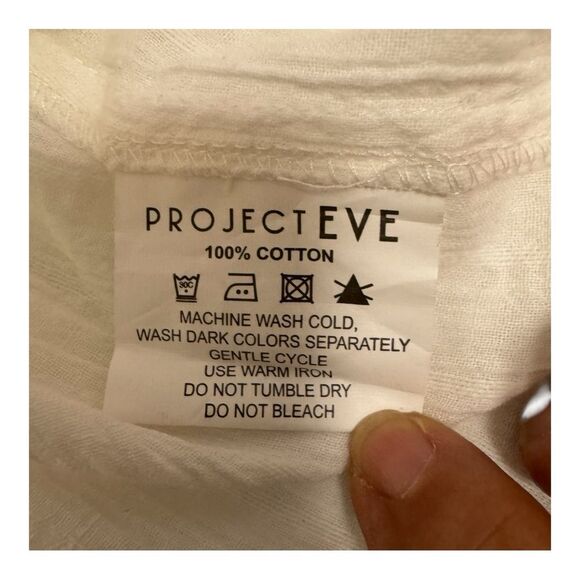 PROJECT EVE Embroidered Tunic Top Off White Bell Sleeve Cotton Women's M - Picture 7 of 10